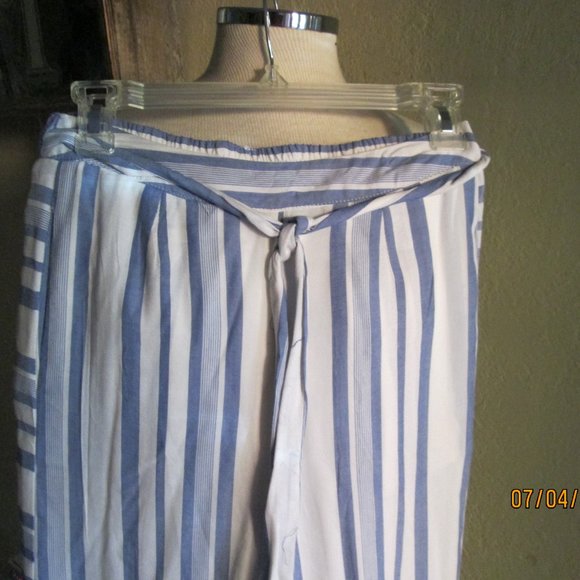 Wide Blue White Striped Wide Leg Pants XS/S - Picture 7 of 7
